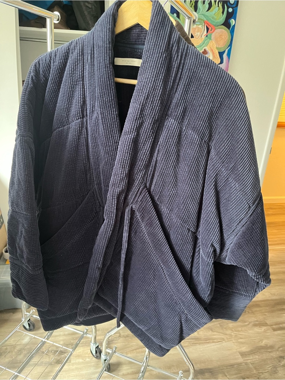 Soft Quilted Shawl Collar Jacket - Navy